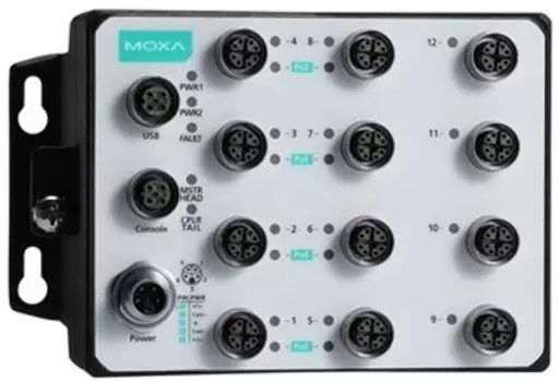 Коммутатор управляемый MOXA TN-G6512-8GPoE-WV-T L2: 8*100/1000 BaseT(X) Ethernet c PoE+, 4*100/1000BaseT(X), разъемы М12, два источника питания 24-110