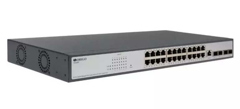 Коммутатор управляемый ORIGO OS3228P/380W/A1A L2 24x1000Base-T PoE, 4x10GBase-X SFP+, PoE Budget 380W, RJ45 Console, 19" w/brackets