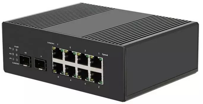 Коммутатор управляемый Tantos TSn-8FP10S2MI промышленный L3/L2+ PoE, для работы в сложных условиях 8x1000 Мбит/с PoE портов, максимальная мощность PoE