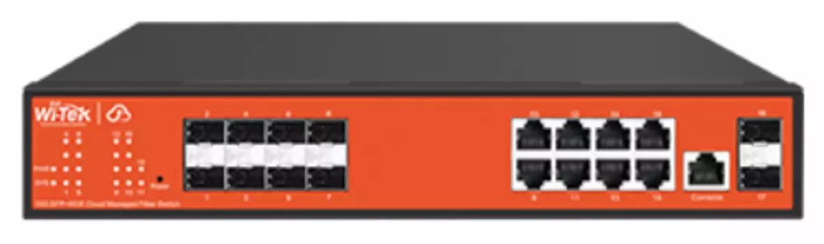 Коммутатор управляемый Wi-Tek WI-CGS5018 управляемый L2, порты 10SFP+8GE