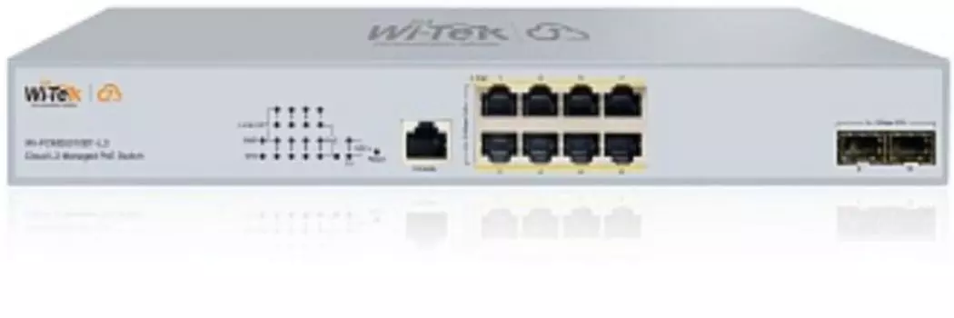 Коммутатор управляемый Wi-Tek WI-PCMS5010BT-L3 PoE бюджет 370Вт, 8*2,5GE PoE, 2SFP+10G, Cloud