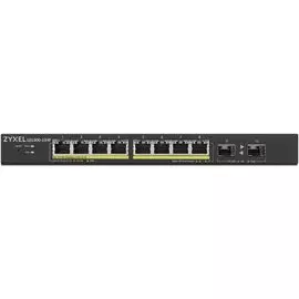 Коммутатор управляемый ZYXEL GS1900-10HP Smart L2 PoE+, 8xGE PoE+, 2xSFP, настольный, бесшумный, бюджет PoE 77Вт
