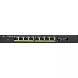 Коммутатор управляемый ZYXEL GS1900-10HP Smart L2 PoE+, 8xGE PoE+, 2xSFP, настольный, бесшумный, бюджет PoE 77Вт