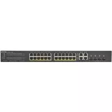 Коммутатор управляемый ZYXEL GS192024HPV2-EU0101F интеллектуальный High Power PoE Gigabit Ethernet с 24 разъемами RJ-45 и 4 SFP-слотами совмещенными с