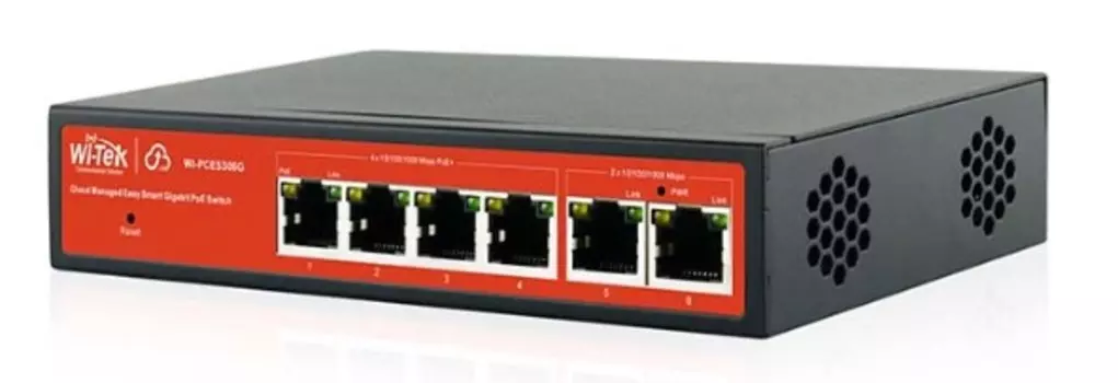 Коммутатор Wi-Tek WI-PCES306G настраиваемый PoE 60Вт, порты 4 PoE GE + 2GE, Easy Smart
