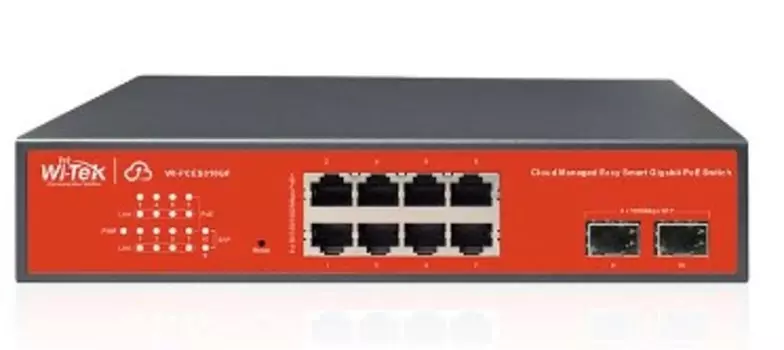 Коммутатор Wi-Tek WI-PCES310GF настраиваемый PoE 120Вт, порты 8 PoE GE + 2 SFP, Easy Smart