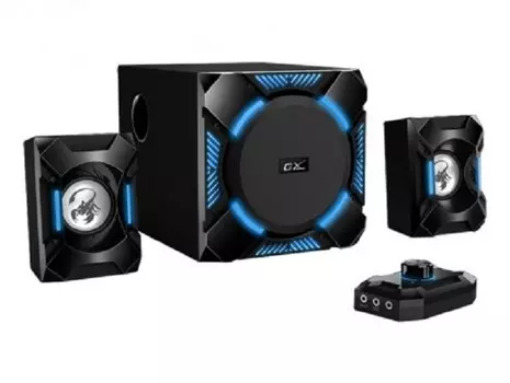 Компьютерная акустика Genius SW-G2.1 1200 31730044400 игровая, 100-240В, 36Вт, сабвуфер: 24Вт, сателлиты: 6Вт*2, мощные басы, синяя подстветка, встрое