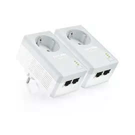 Комплект адаптеров Powerline TP-LINK TL-PA4020PKIT AV600, 600 Мбит/с со встроенной розеткой, 2 Fast Ethernet, 2 шт