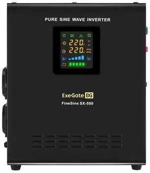 Комплект Exegate FineSine SX-500.LCD.AVR.2SH EX296500RUS ИБП EX295995RUS + батарея 55Aч EX285667RUS 1шт (инвертор, синус, для котла, настенный) 500VA/