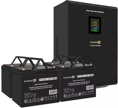 Комплект Exegate FineSine SX-7000.LCD.AVR.2SH.T EX296688RUS ИБП EX296005RUS + батарея 75Aч EX282983RUS 4шт (инвертор, синус, для котла, настенный) 700