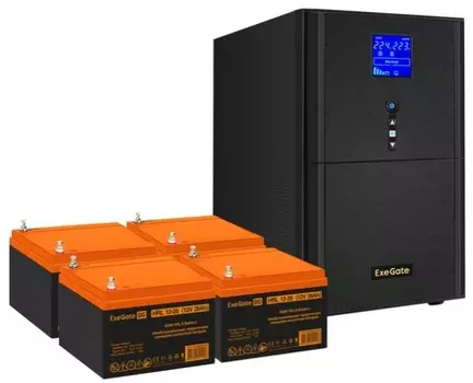 Комплект Exegate SineTower SZ-3000.LCD.AVR.3SH.1C13.RJ.USB EX296859RUS ИБП EX295990RUS + батарея 26Aч EX285663RUS 4шт (инвертор, синус, для котла) 300