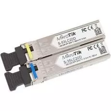 Комплект Mikrotik S-3553LC20D (2 шт.) SFP модулей, с разъемом LC, со скоростью передачи данных 1,25 Гбит/с на расстояние до 20 км, работает в волновом