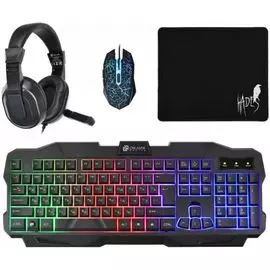 Комплект Oklick HS-HKM200G hades (клавиатура, мышь, коврик для мыши, гарнитура) черный