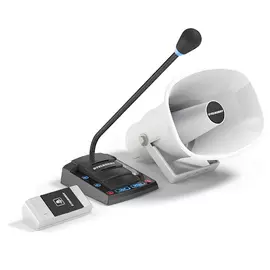 Комплект Stelberry S-525 переговорного устройства клиент-кассир для АЗС с системой громкого оповещения, функцией "симплекс", функцией "вызов", встрое