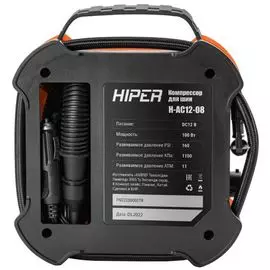 Компрессор HIPER H-AC12-08 для подкачки шин автомобилей, мотоциклов, велосипедов, кабель 3 м, работа от прикуривателя 12 В