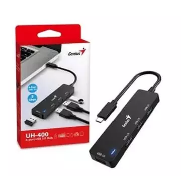 Концентратор Genius UH-400,Black 31240002400 4х портовый, USB 3.0, до 5 Гбит/с, Type C, 15 см