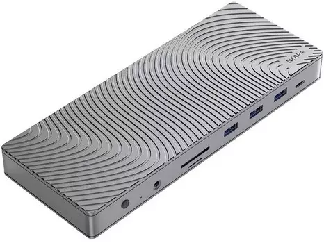Концентратор Nerpa NRP007T 14 in 1 (DC 12V 3A, USB-C 100W PD, 2*HDMI 4K@60Hz, 2*DP 4K@60Hz, 3*USB-A 3.2 (10Gbps data), TF/microSD, SD/MMC, 3.5mm audio