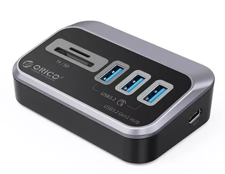 Концентратор Orico M3U3-3TS-05-BK-BP 3xUSB-A 3.2 Gen1, 1xTF, 1xSD, вход USB-C, черный