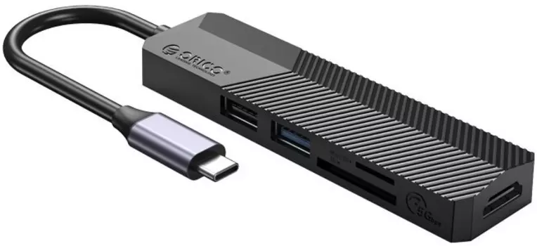 Концентратор Orico MDK-5P-BK-BP 1xUSB-A 3.0, 1xUSB-A 2.0, 1xTF, 1xSD, 1xHDMI, вход USB-C, черный