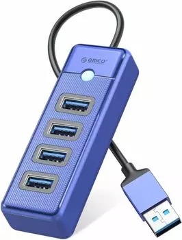 Концентратор Orico PW4U-U3 4*USB-A 3.0 порта, синий