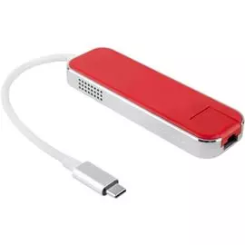 Концентратор Rombica Chronos Red TC-00250 Type-C - 3*USB 3.0 Type-A SuperSpeed, Ethernet (RJ45)
