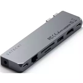 Концентратор Satechi Pro Hub Max ST-UCPHMXM 2*USB Type-C/USB 3.0, 2*USB Type-C, RJ-45, mini Jack, HDMI, SD, microSD, серый