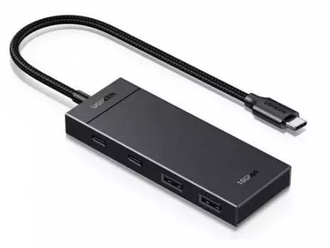 Концентратор UGREEN CM806 USB-C To 2xUSB-A + 2xUSB-C HUB without PD, цвет: черный