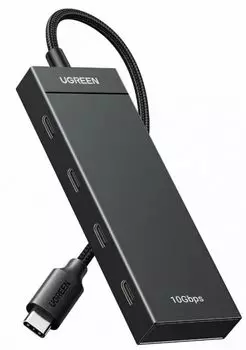 Концентратор UGREEN CM806 USB-C to 4xUSB-C HUB without PD, цвет: черный