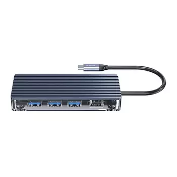Концентратор USB 3.1 Orico WB-8P-GY 3*USB 3.0, USB Type-C, HDMI, TF/SD reader, RJ-45, серый