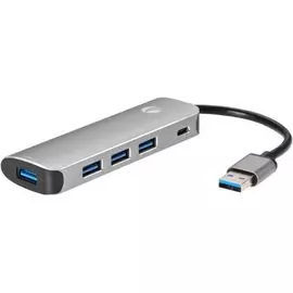 Концентратор VCOM CU4383A USB 3.1 Type-A-4*USB 3.0, USB Type C PD, aluminium shell