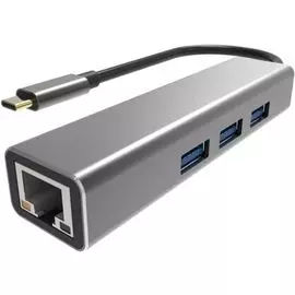 Концентратор VCOM DH311A USB 3.1 Type-C (m)-RJ-45, 3*USB 3.0 (f), aluminum shell