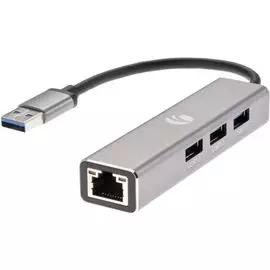 Концентратор VCOM DH312A USB 3.0-RJ-45 1000Mb/s, 3*USB 3.0, aluminum shell, 0.2м