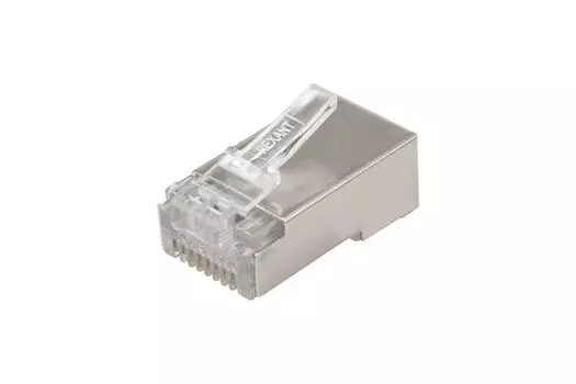 Коннектор Rexant 06-0082-A10 сетевой LAN на кабель, штекер 8Р8С (Rj-45), под обжим, в экране, (10шт.)