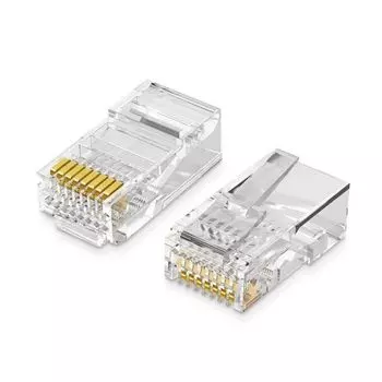 Коннектор UGREEN NW110 20331_ RJ45 for UTP Cat 5, Cat 5e 50 шт, прозрачный
