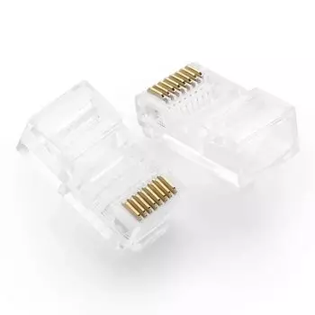 Коннектор UGREEN NW110 RJ45 Network Connector for UTP Cat 5, Cat 5e 100шт, цвет: прозрачный