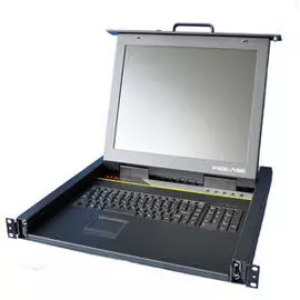 Консоль KVM Procase E1708 однорельсовая, КВМ 8 портов, LCD 17'', single rail console KVM 8 port, LCD D-Sub, USB, разрешение 1280*1024, 8 кабелей