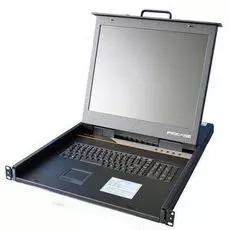 Консоль KVM Procase E1901 однорельсовая, 1 порт, LCD 19'', single rail console, LCD D-Sub, USB, разрешение 1280*1024