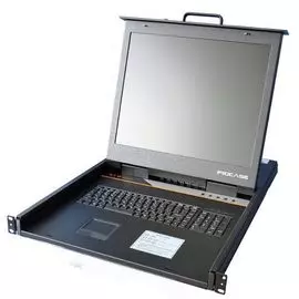 Консоль KVM Procase E1908 однорельсовая, КВМ 8 порт, LCD 19'', single rail console KVM 8 port, LCD D-Sub, USB, разрешение 1280*1024, 8 кабелей