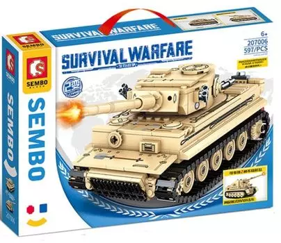 Конструктор Sembo Block, 207006, танк- Тигр, 597 деталей.