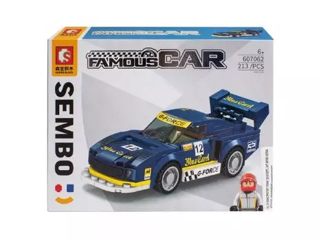 Конструктор Sembo Block 607062 Гоночная машинка AUTOBAGS, синяя, 213 деталей