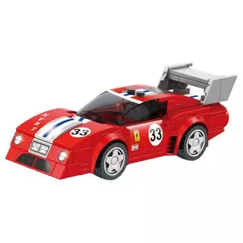 Конструктор Sembo Block 607063 Гоночная машинка AUTOBAGS, красная с белой полосой, 201 деталь