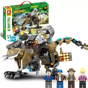 Конструктор Sembo Block Dinosaur World: Погоня за динозавром 205037 610 деталей