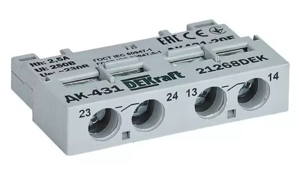 Контакт дополнительный DEKraft 21268DEK фронтальный 2НО для ВА-431