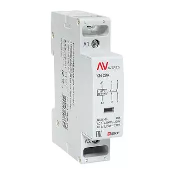 Контактор модульный EKF km-av-1-20-20-230V КМ 20А 2NО 230VAC (1 мод.) AVERES