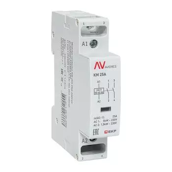 Контактор модульный EKF km-av-1-25-20-230V КМ 25А 2NО 230VAC (1 мод.) AVERES