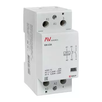 Контактор модульный EKF km-av-2-63-11-230V КМ 63А 1NC+1NO 230VAC (2 мод.) AVERES