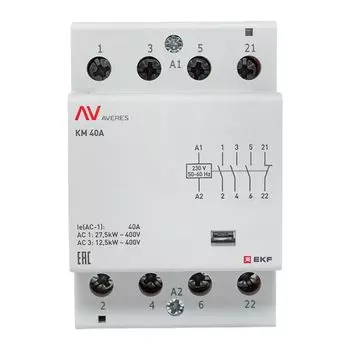 Контактор модульный EKF km-av-3-40-31-230V КМ 40А 3NO+1NC 230VAC (3 мод.) AVERES