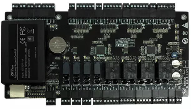 Контроллер ZKTeco C3-100 на 1 дверь; память 30000 карт, 100000 событий; порты считывателя: 2/4 (Wiegand 26/34, пин-панель (клавиатура) 8 бит); Web-сер