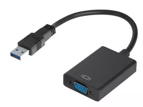 Конвертер GCR GCR-U32VGA2B переходник USB 3.0 AM > VGA 15F, черный GCR серия Greenline (16101)