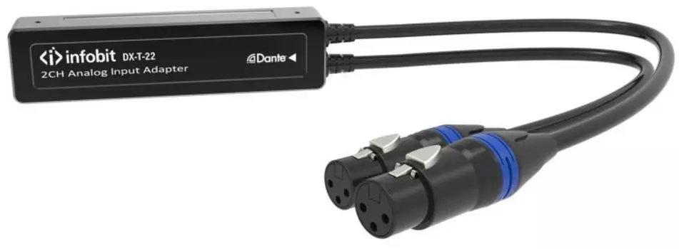 Конвертер Infobit iTrans DX-T-22 Dante (передатчик), 2 ан. входа XLR(F), RJ45(Dante)